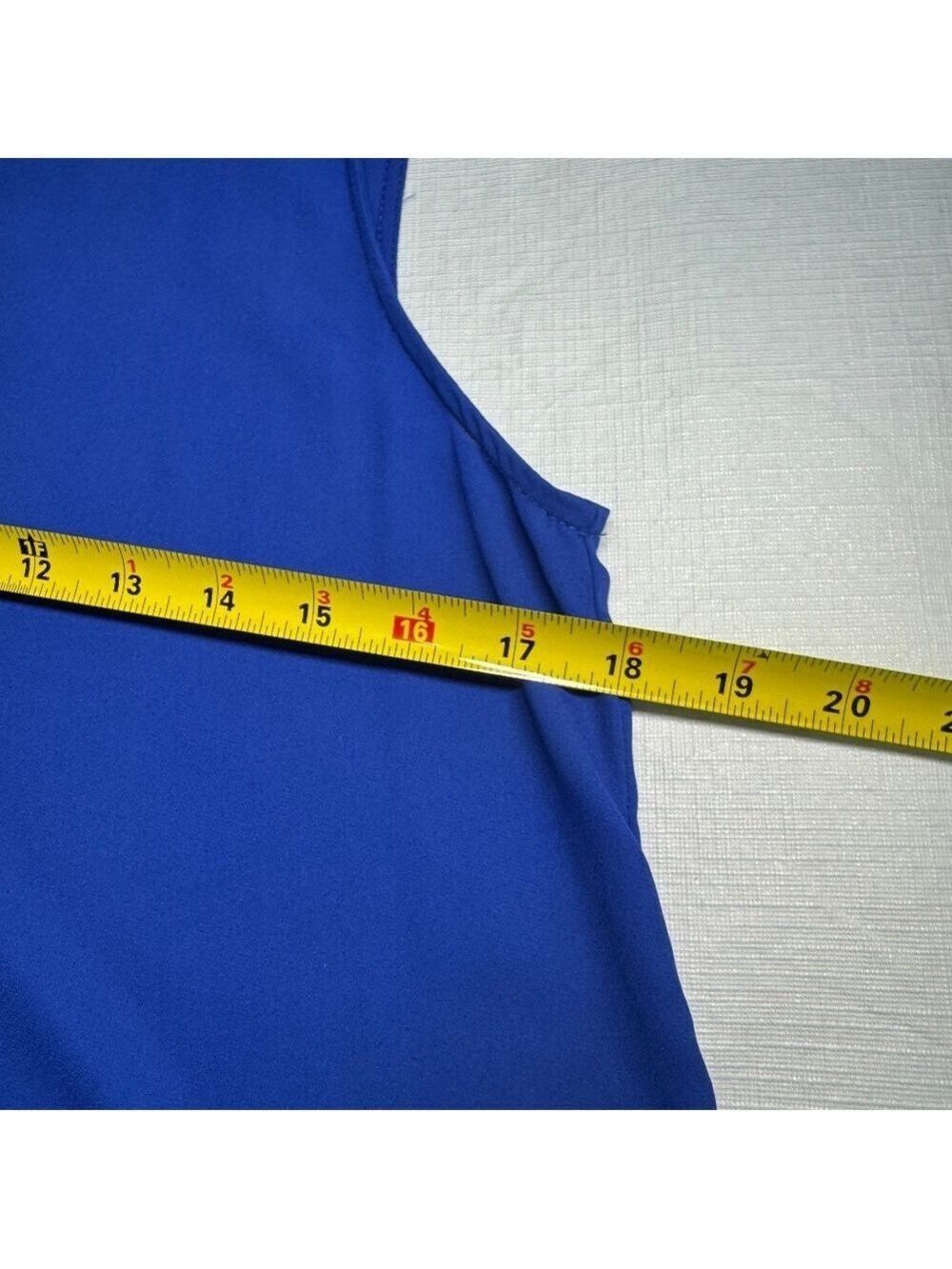 lip slide Elegant Blue Sleeveless Blouse flowy size Small - Picture 5 of 7
